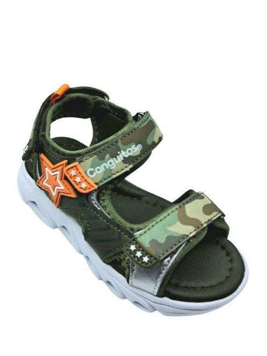 Kids' Sandals Anatomic with Velcro & Lights Khaki-Orange