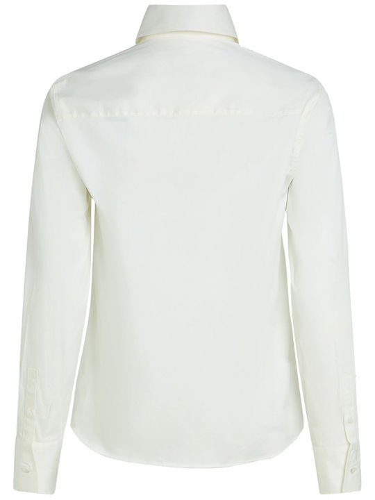Langärmelig Damen Hemd White