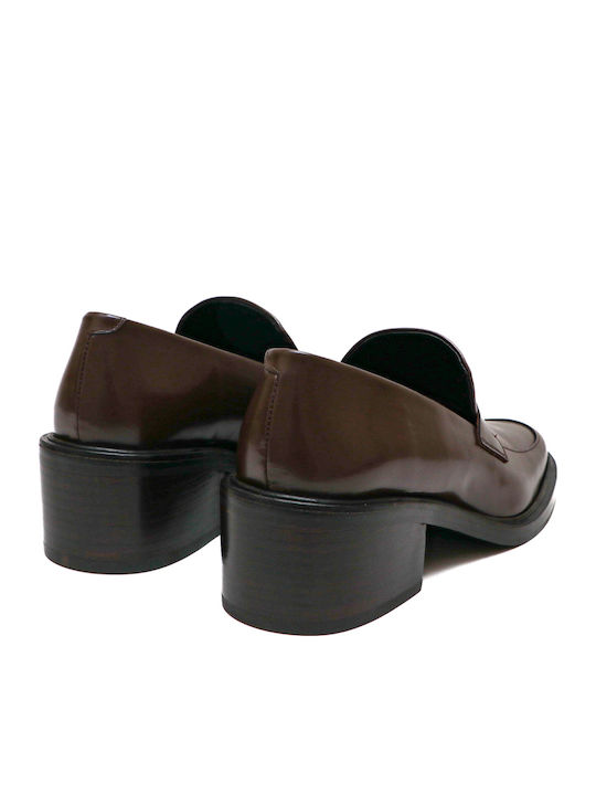 Leather Brown Medium Heels