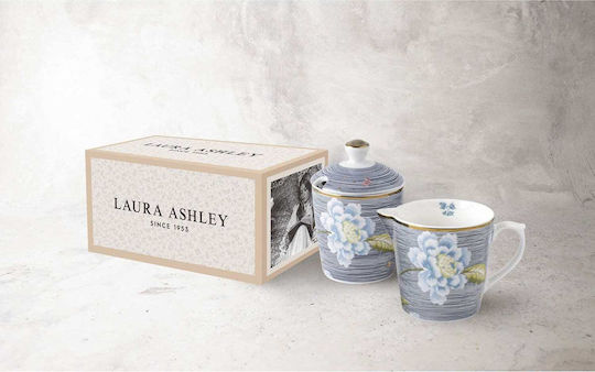 Laura Ashley Ceramic Milk Jug - Sugar Bowl Set Gray 2pcs