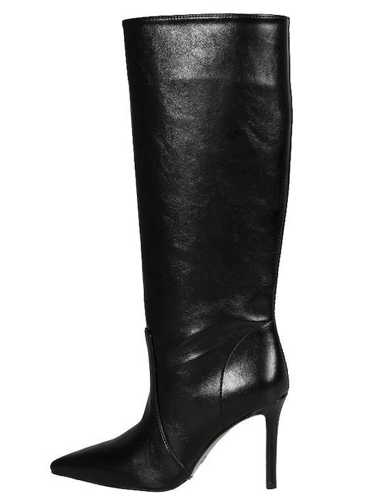 Synthetic Leather High Heel Women's Boots Black