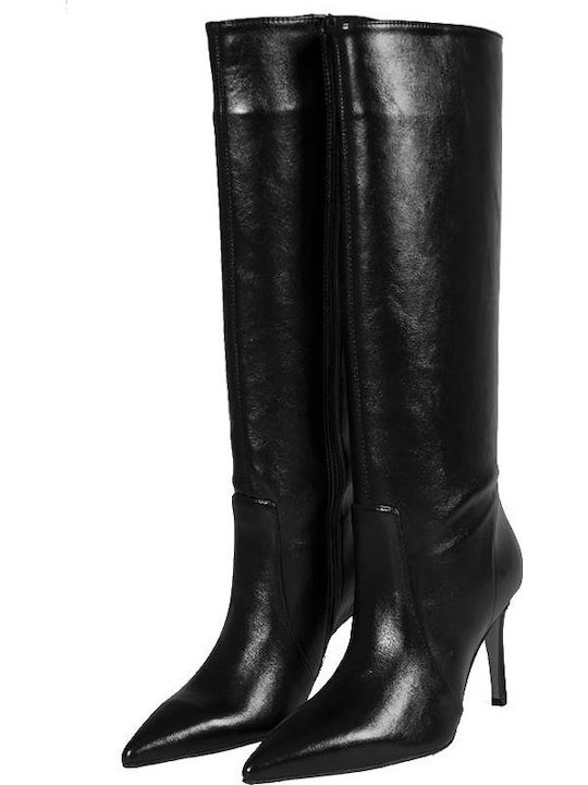 Synthetic Leather High Heel Women's Boots Black