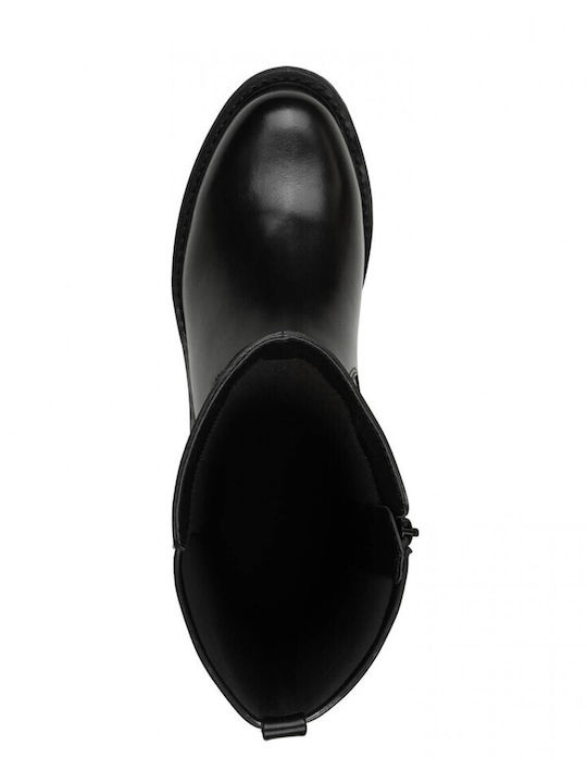 Leather Women's Boots with Rubber / Zipper Black