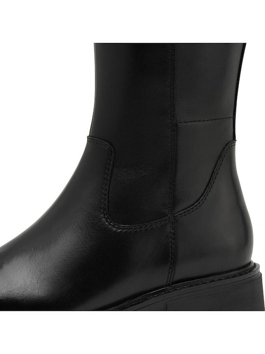 Leather Women's Boots with Rubber / Zipper Black