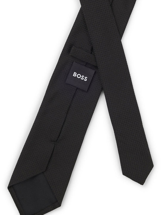Boss Ανδρική Γραβάτα Μεταξωτή σε Μαύρο Χρώμα