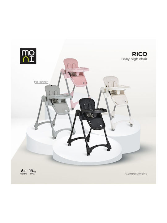 Moni Rico Foldable Baby Highchair with Adjustable Height Pink