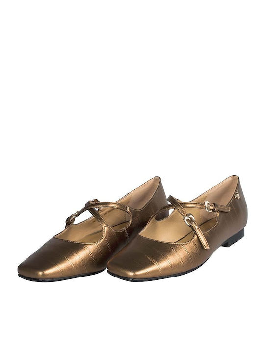Ballerinas With strap Gold