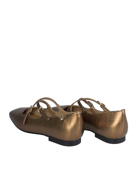 Ballerinas With strap Gold