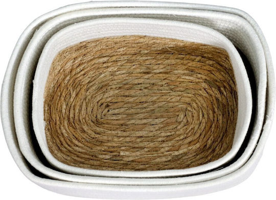 Viosarp Διακοσμητικό Καλάθι Ψάθινο Λευκό 32x21x13εκ.