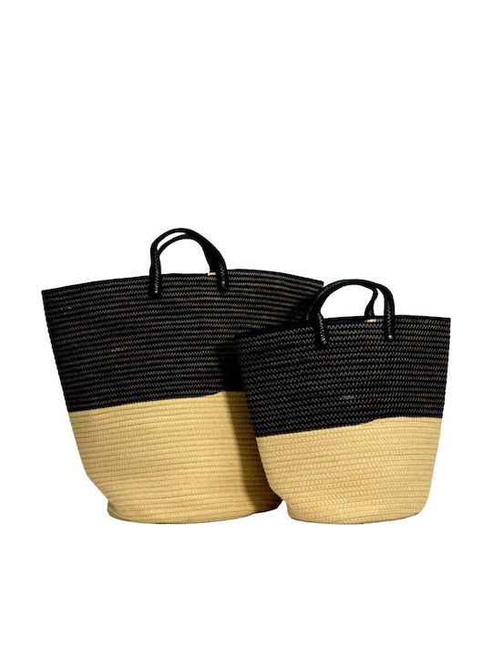 Viosarp Coș Decorativ Din Paie Negru 32x40cm