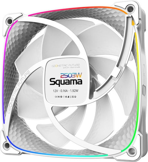 Geometric Future Squama Case Fan 120mm (2000rpm) με Λευκό Φωτισμό και Σύνδεση 4-Pin PWM 3τμχ Λευκό