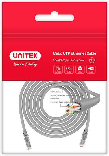 Unitek Network Patch Cable Cat6 Cu Grey 10.0m