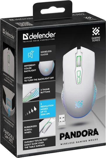 Defender Gm-502 Ασύρματο Ποντίκι Λευκό