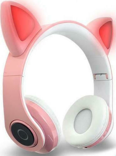 Cat Ear Led Fără fir Bluetooth Pentru copii On Ear Căști cu 10 ore de Funcționare Roz