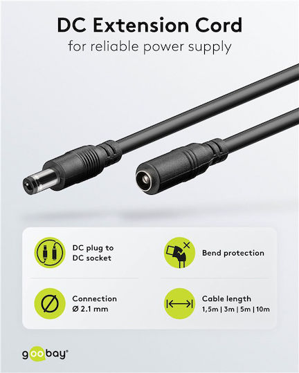 Goobay DC Extension Cable 1.5 m Black 76635