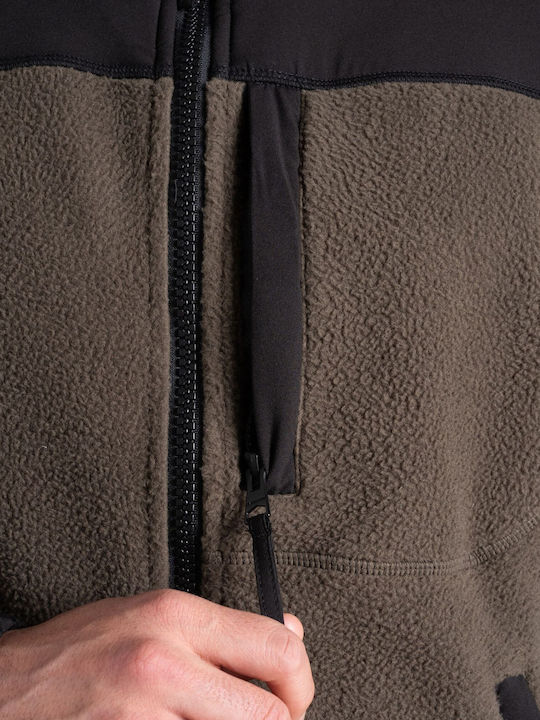 Men's Fleece Cardigan Brown