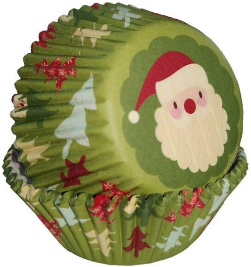 Wilton Χάρτινες Βάσεις Cupcake με Άγιο Βασίλη 75τμχ