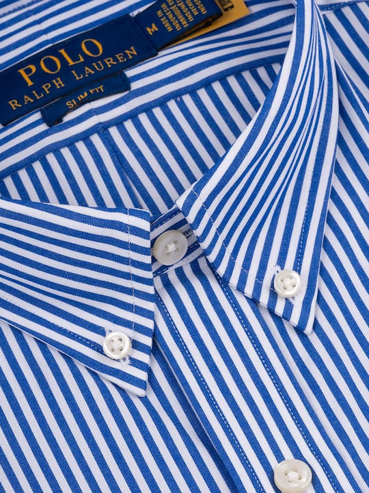 Long-sleeved Cotton Shirt Striped White/navy