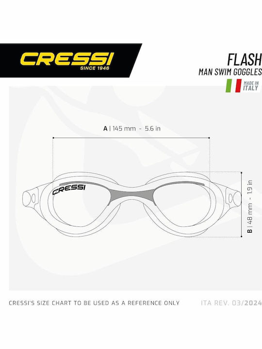 CressiSub Flash Swimming Goggles For Adults with Anti-Glare Lenses Black