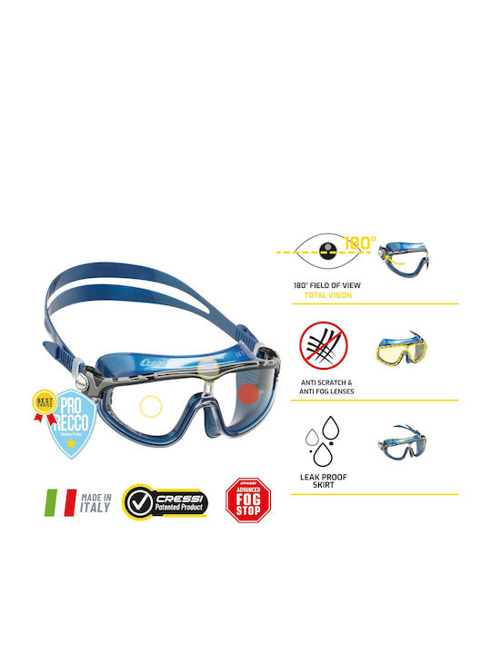CressiSub Skylight Swimming Goggles Adults with Anti-fog Lenses Blue