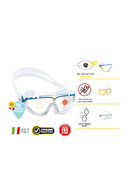 CressiSub Skylight Swimming Goggles Adults with Anti-fog Lenses Clear White Pink