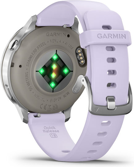 Garmin Venu 4 Stainless Steel 41mm Waterproof Smartwatch with Heart Rate Monitor (Silver with Periwinkle)