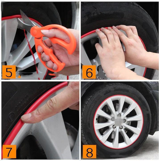 Inele Decorative de Protecție pentru Jante, Adeziv, din Plastic Flexibil, Galben
