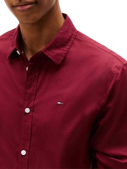 Long-sleeved Cotton Shirt Bordeaux