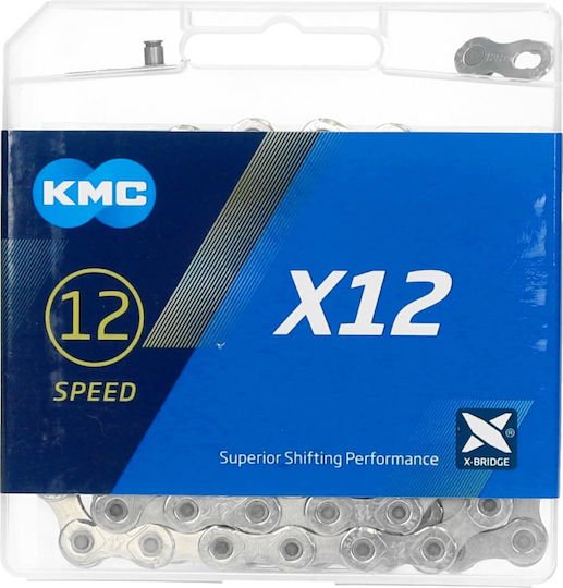 Kmc X12 Велосипедна Верига 12 Скорости 1 2x11 128 Инча 126 Връзки Сребърна