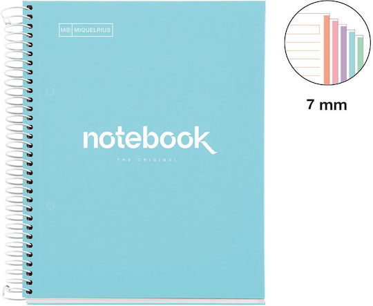 Miquelrius Emotions Notebook Spiral 120 Sheets with Blank Pages Light Blue