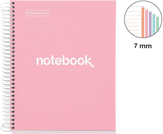 Miquelrius Emotions Notebook Spiral 120 Sheets with Blank Pages Pink
