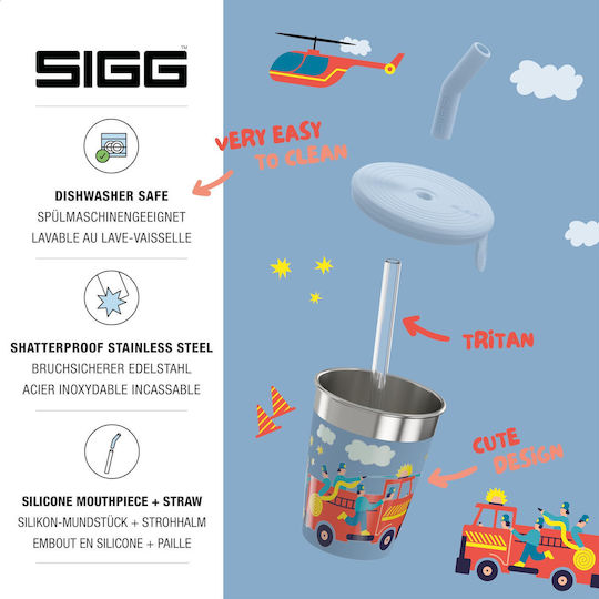 Sigg Детска Бутилка За Вода Пластмасова Със Сламка Синя 350ml