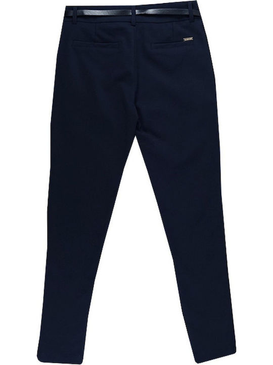 Dama Tesatura Pantaloni cu Croială Dreaptă Dark Blue