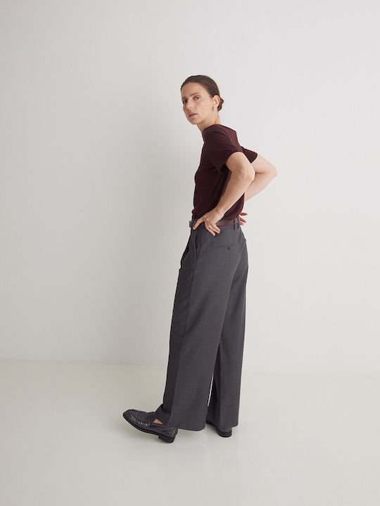 Women's Fabric Trousers Regular Fit Dark Grey