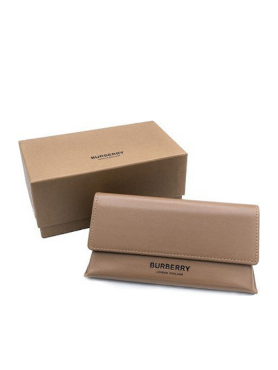 Burberry Men's Sunglasses with Black Horn-Rimmed Frame and Grey Lenses