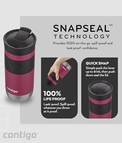 Contigo Byron 2.0 Ποτήρι Θερμός Ανοξείδωτο BPA Free 470ml Dragon Fruit με Επιστόμιο