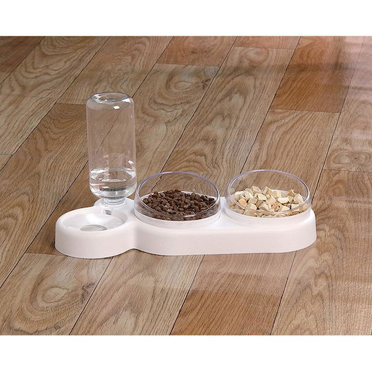 Alista Home Automat Plastic Bol Mâncare & Apă pentru Pisică 2x 500ml 38cm în Culoare Alb