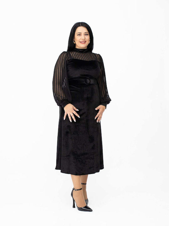 Rochie Midi De Seară Din Catifea Neagră