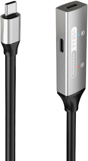 PremiumCord Редовна USB 3.2 Кабел USB-C мъжки - USB-C женски Сив 5м