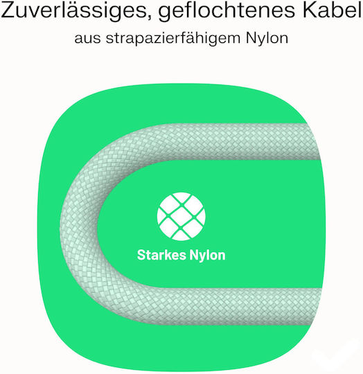 Green Cell Powerstream Braided USB 2.0 Cable USB-C male - USB-C 100W Green 1.2m
