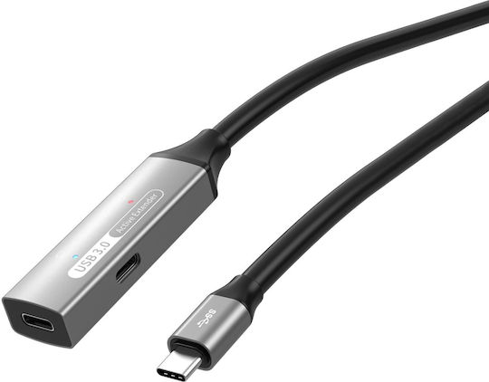 PremiumCord Редовна USB 3.2 Кабел USB-C мъжки - USB-C женски Сив 5м