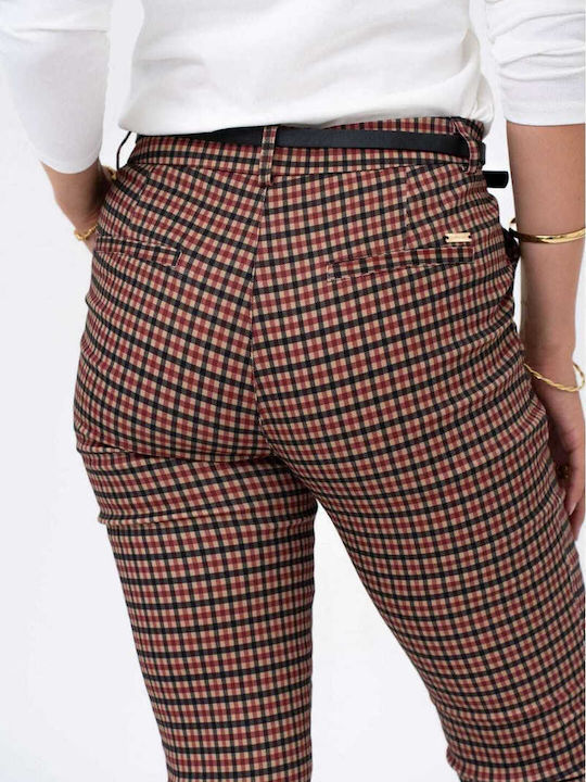 Damen Stoff Hose Geprüft Checkered