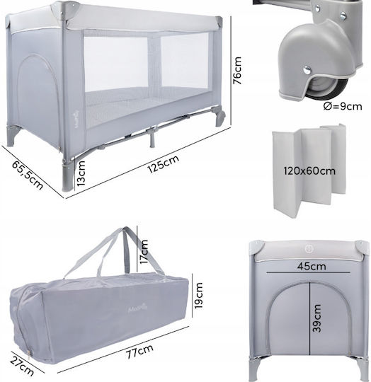 MalPlay Baby Playpen with Mattress Grey 120x60cm