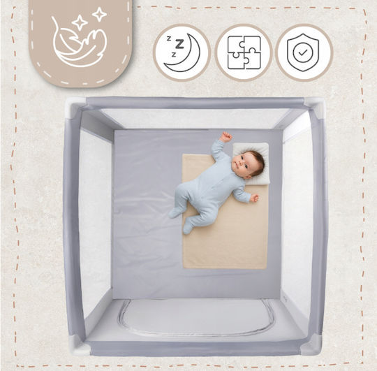 MalPlay Baby Playpen with Mattress Grey 100x100cm