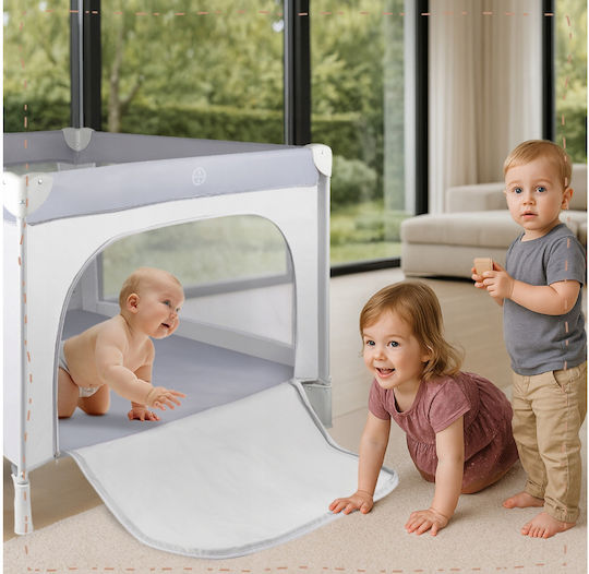 MalPlay Baby Playpen with Mattress Grey 100x100cm