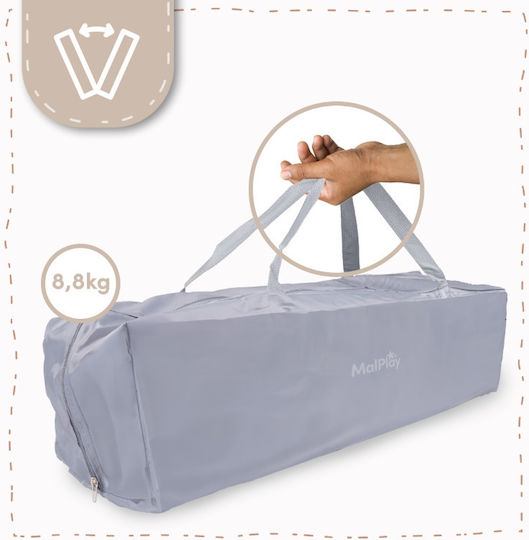 MalPlay Baby Playpen with Mattress Grey 100x100cm