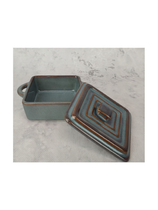 Koopman Pătrat Vas de Gătit Rezistent la Căldură Ceramică cu Capac 14x10.5x6.5cm 4buc