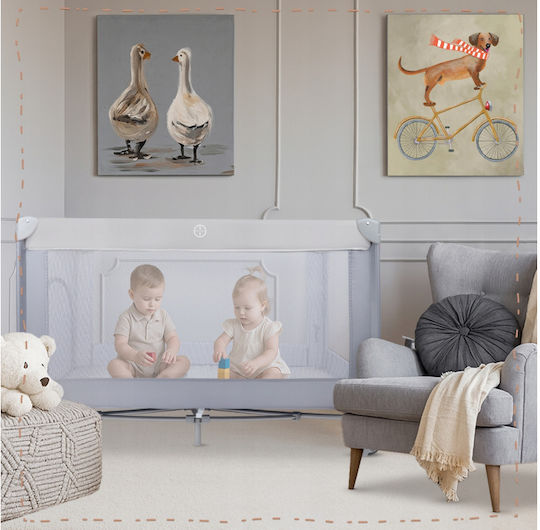 MalPlay Baby Playpen with Mattress Grey 120x60cm