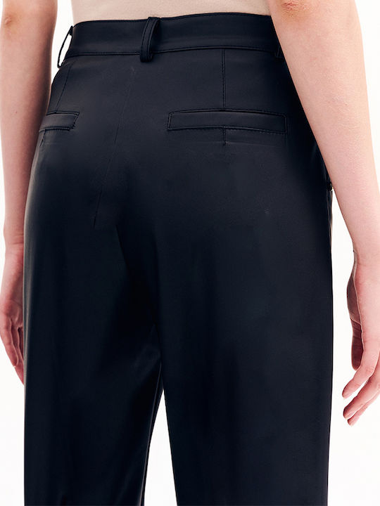 Damen Stoff Hose in Geradem Schnitt Black