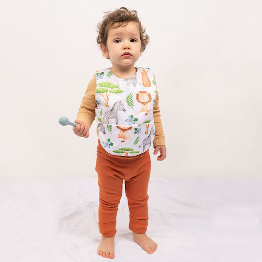 Kidizi Waterproof Bib from 100% Cotton with Pocket Beige for 36 m+ 2pcs